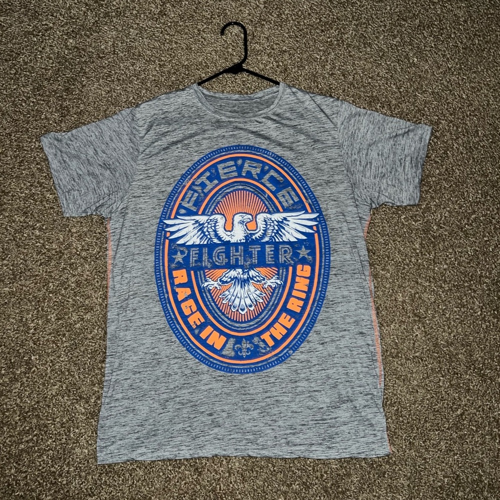 Rebel & Soul Fierce Fighter Vintage OG Grey Orange White Blue Eagle T Shirt